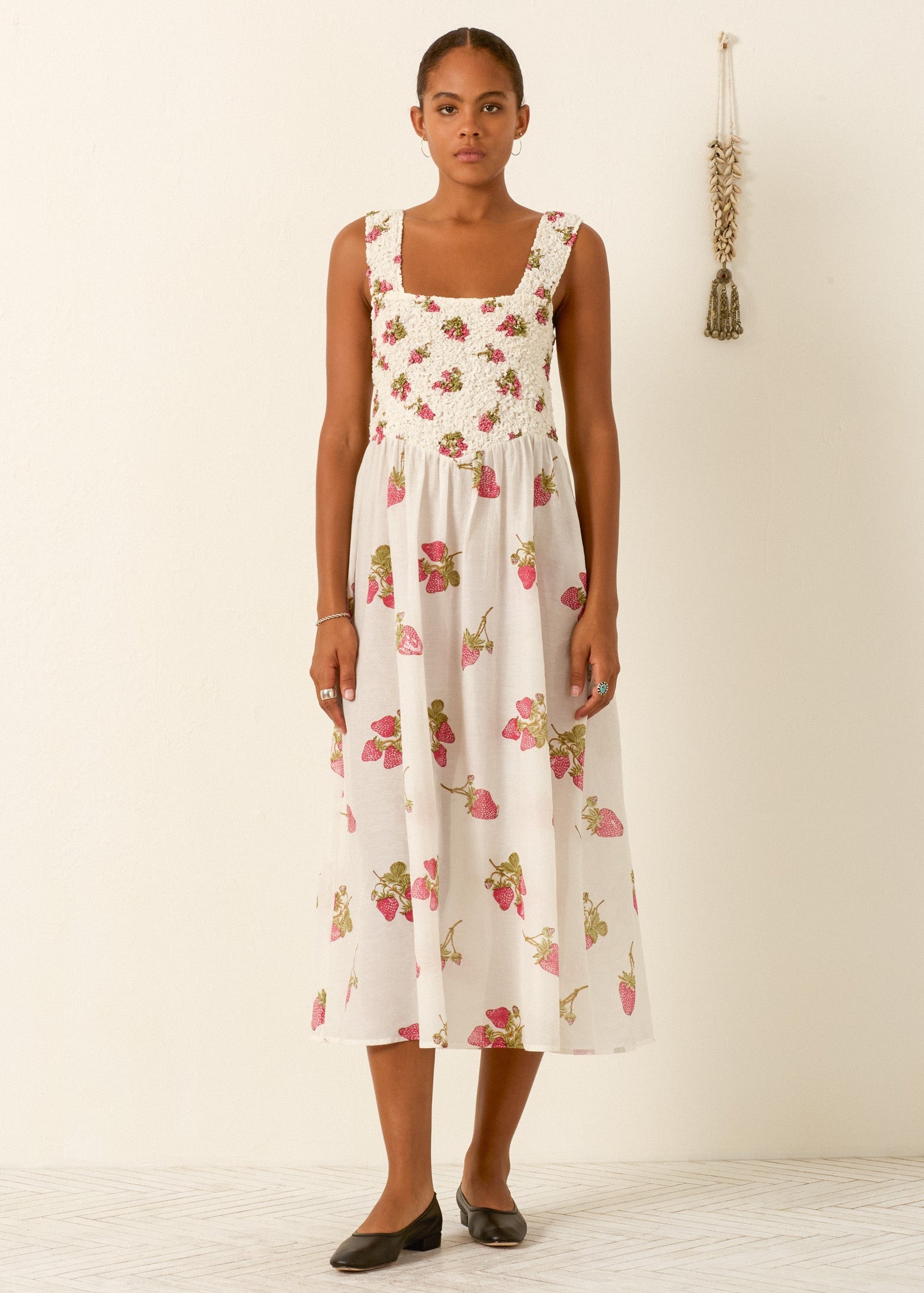person wearing alix of bohemia womens Kay Strawberry Dot Dress