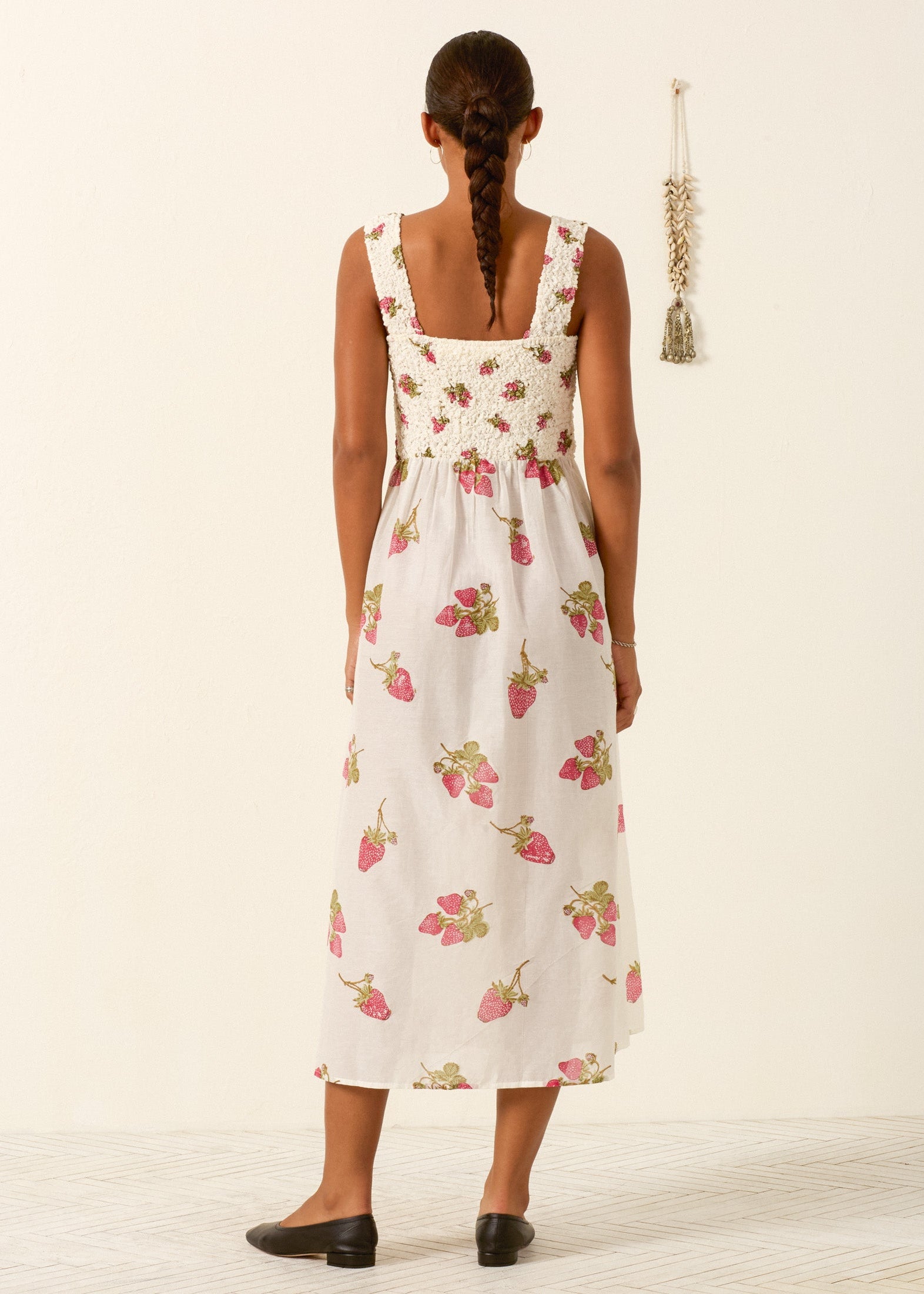person wearing alix of bohemia womens Kay Strawberry Dot Dress