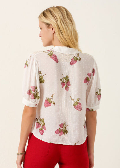 person wearing alix of bohemia womens Peyton Strawberry Dot Shirt