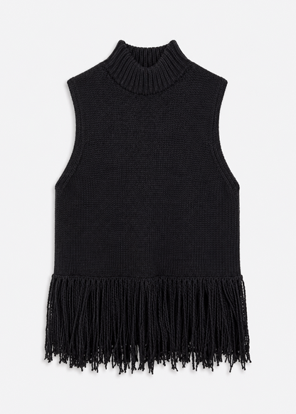 alix of bohemia womens Sonia Onyx Fringe Top in Black