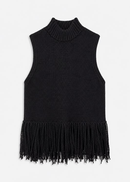 alix of bohemia womens Sonia Onyx Fringe Top in Black