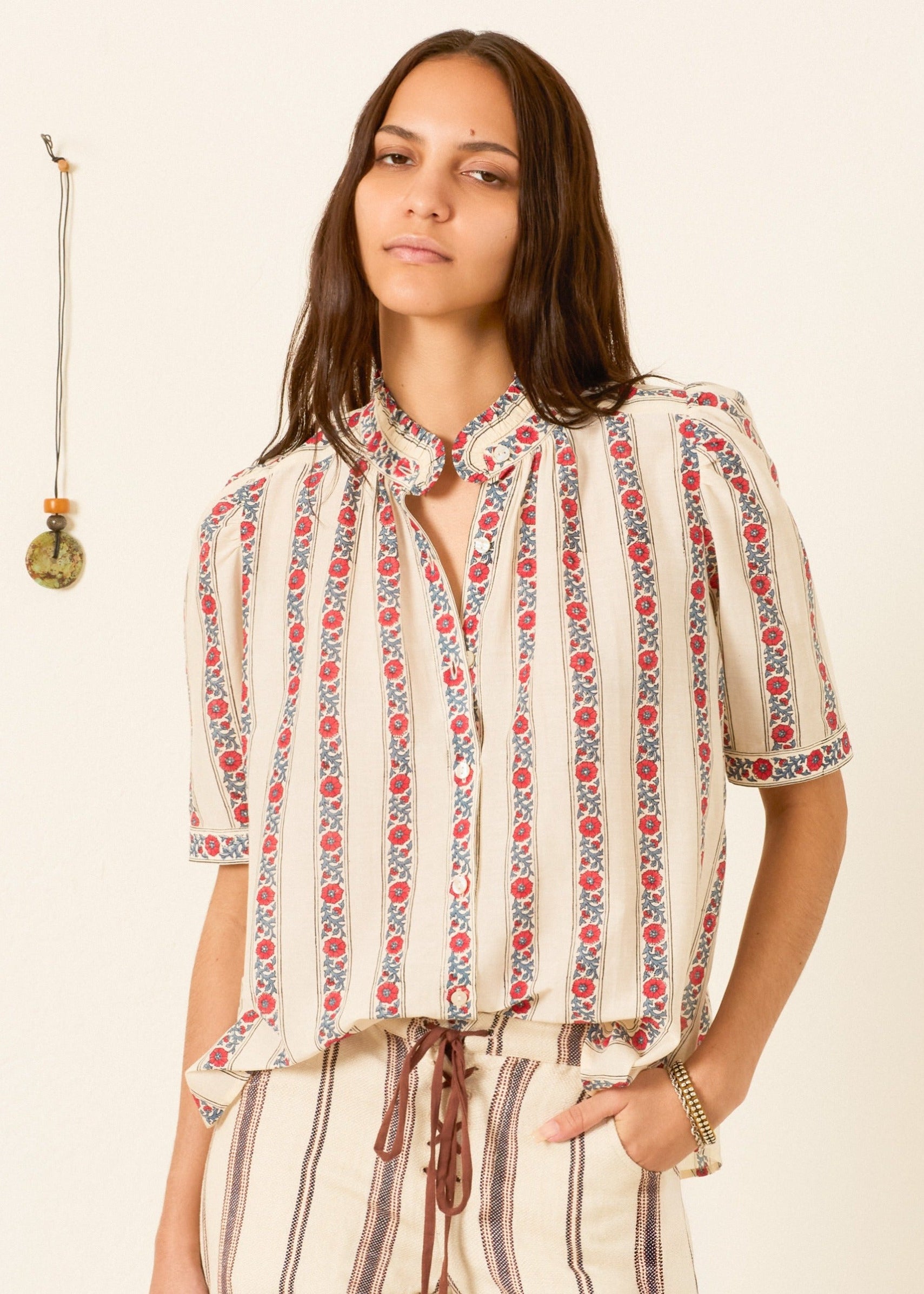 alix of bohemia womens Winnie Roseband Stripe Shirt