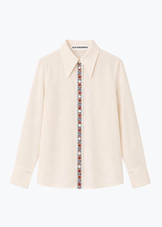 alix of bohemia womens floral printed Dana Roseband Silk Shirt