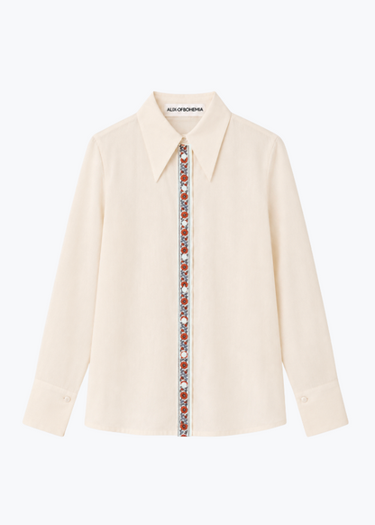 alix of bohemia womens floral printed Dana Roseband Silk Shirt