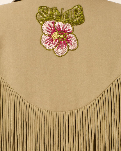 alix of bohemia womens light green Jude Moss Fringe Jacket