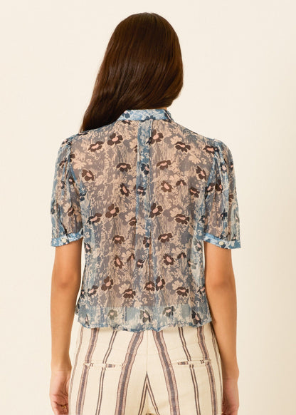 person wearing alix of bohemia womens printed Chance Water Flower Shirt