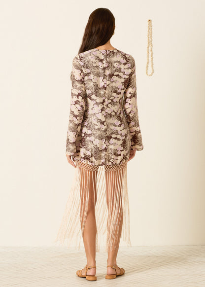 person wearing alix of bohemia womens printed Narene Dandelion Silk Dress