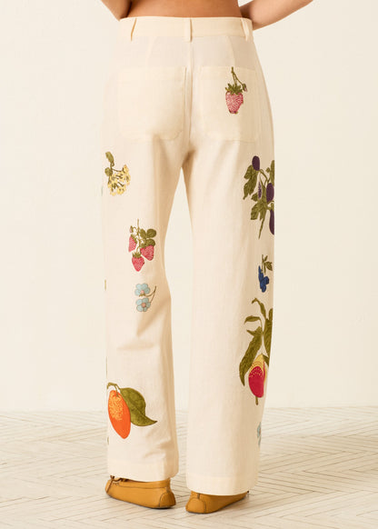 person wearing alix of bohemia womens printed Paige Nine Fruit Pant