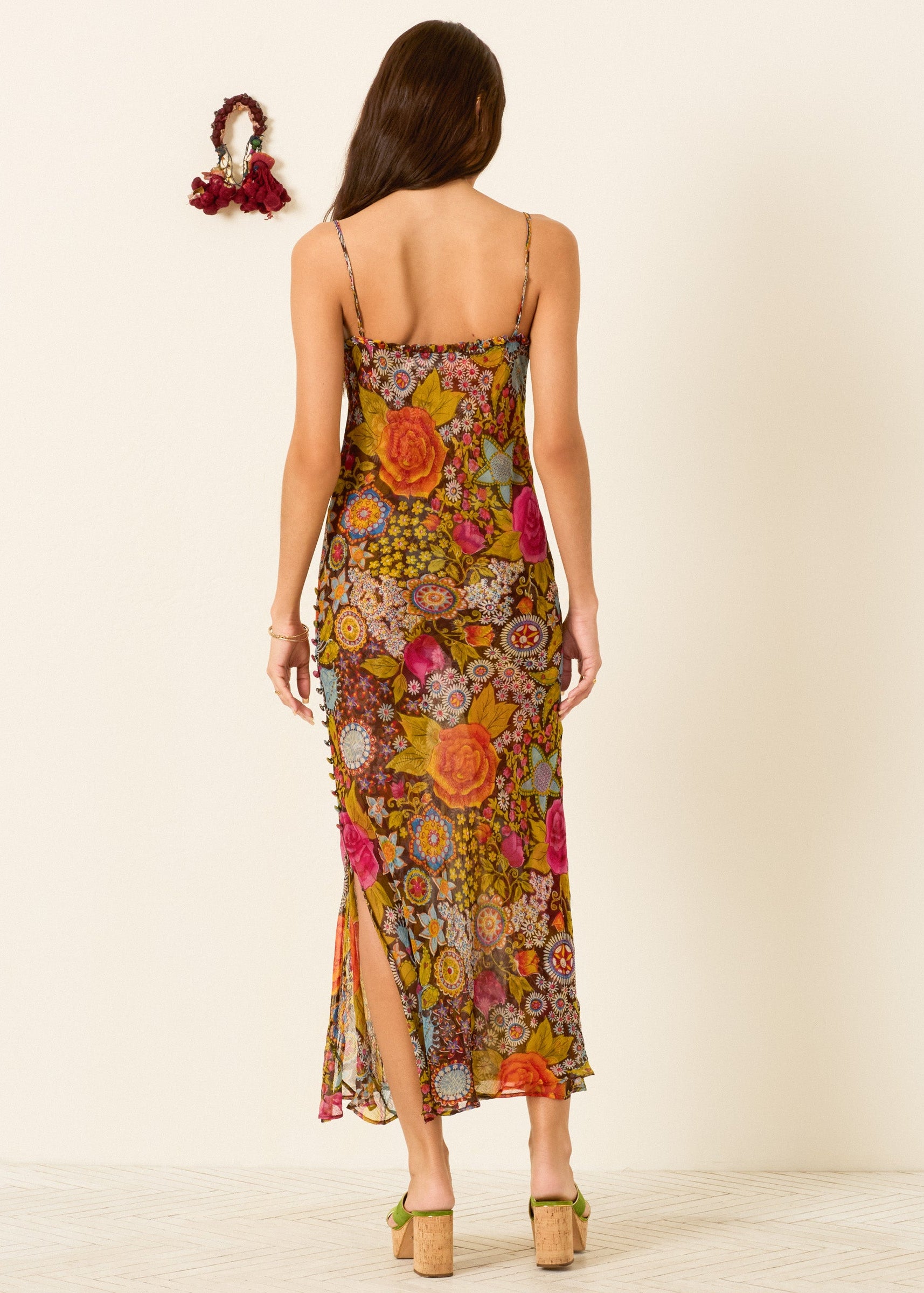 person wearing alix of bohemia womens printed viscose Athens Bloom Mirage Dress