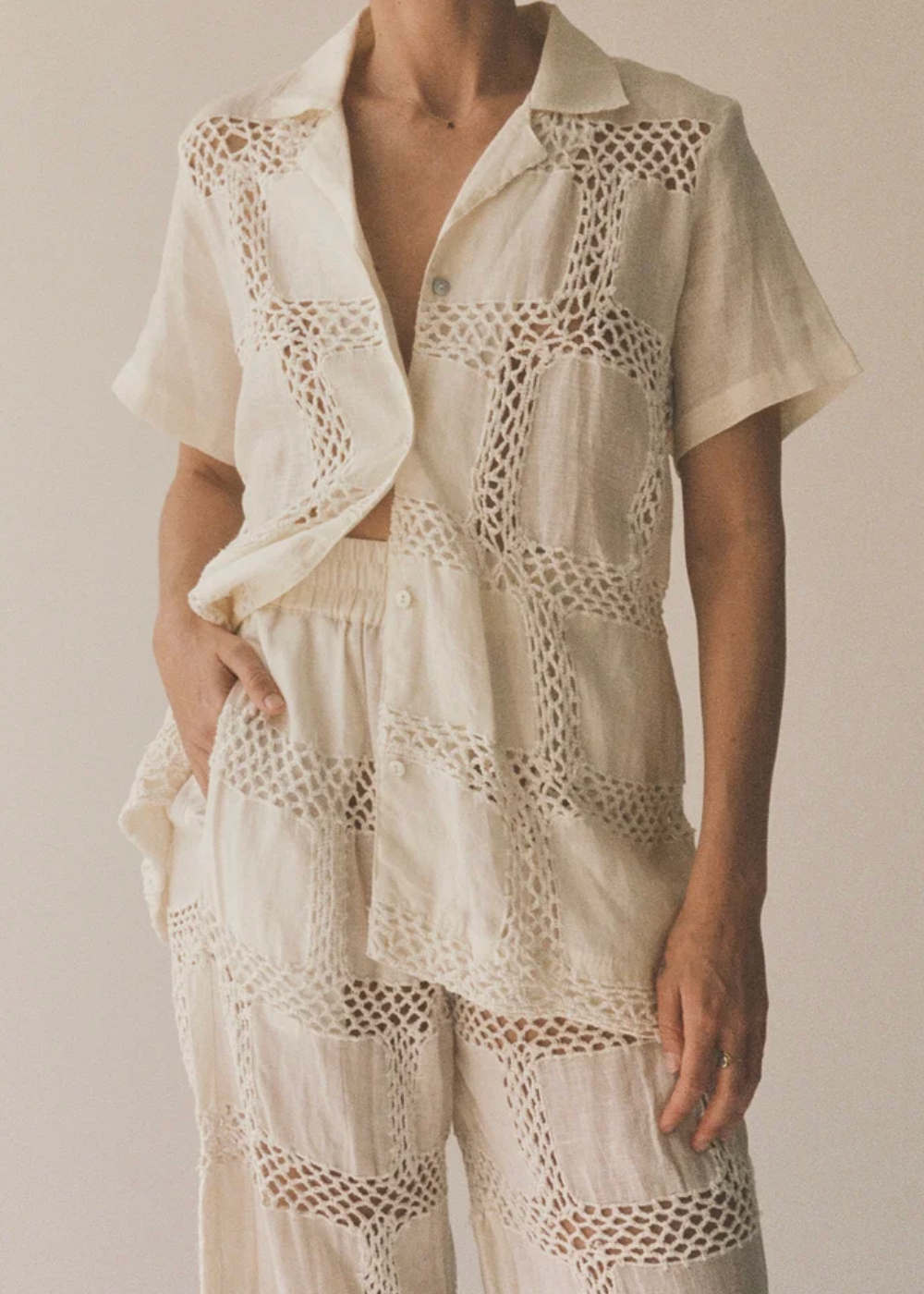 all that remains womens Beatrice Linen Patchwork Top