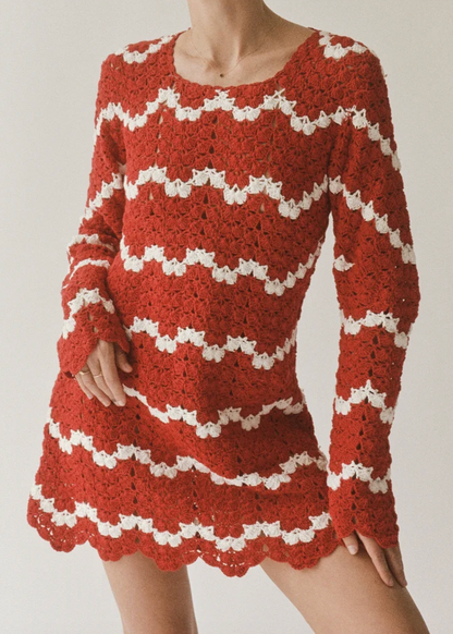 person wearing all that remains womens crochet knit Sara Dress