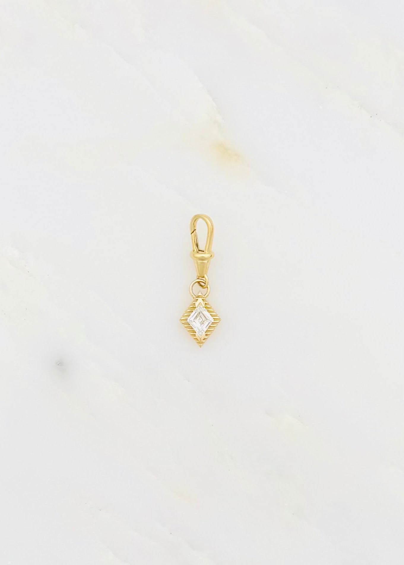 azlee fine jewelry 18k yellow gold Escalier .50ct Lozenge Diamond Charm