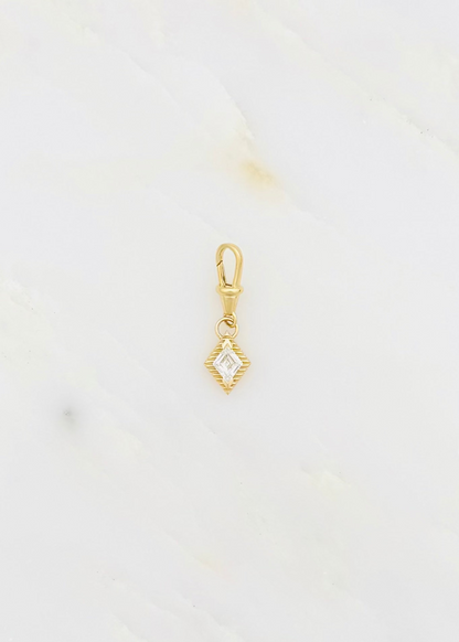 azlee fine jewelry 18k yellow gold Escalier .50ct Lozenge Diamond Charm