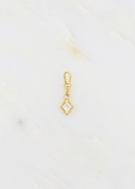 azlee fine jewelry 18k yellow gold Escalier .50ct Lozenge Diamond Charm