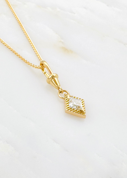 azlee fine jewelry 18k yellow gold Escalier .50ct Lozenge Diamond Charm
