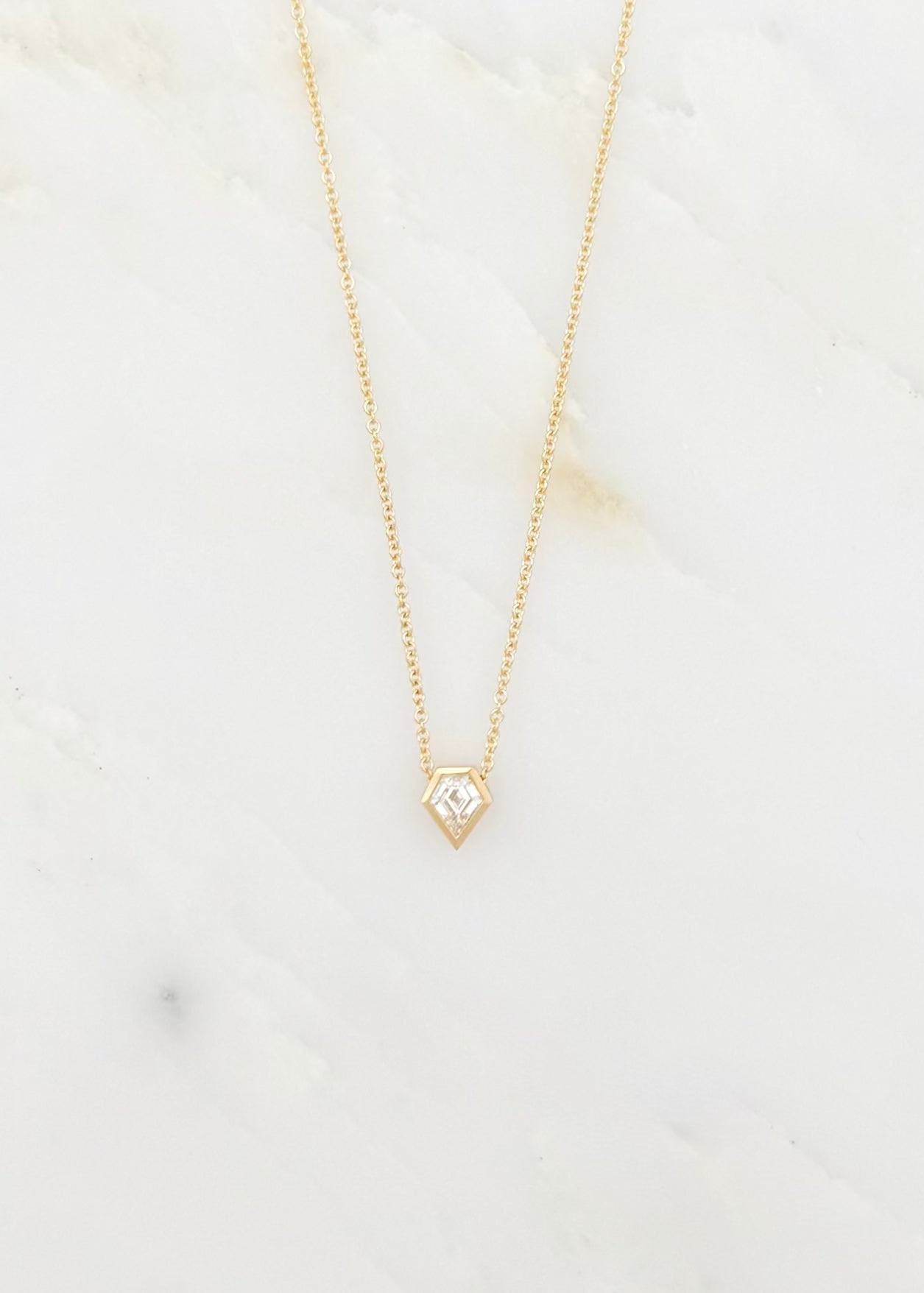 azlee fine jewelry 18k yellow gold Trace Shield Diamond Necklace