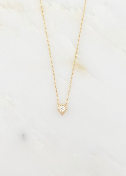 azlee fine jewelry 18k yellow gold Trace Shield Diamond Necklace