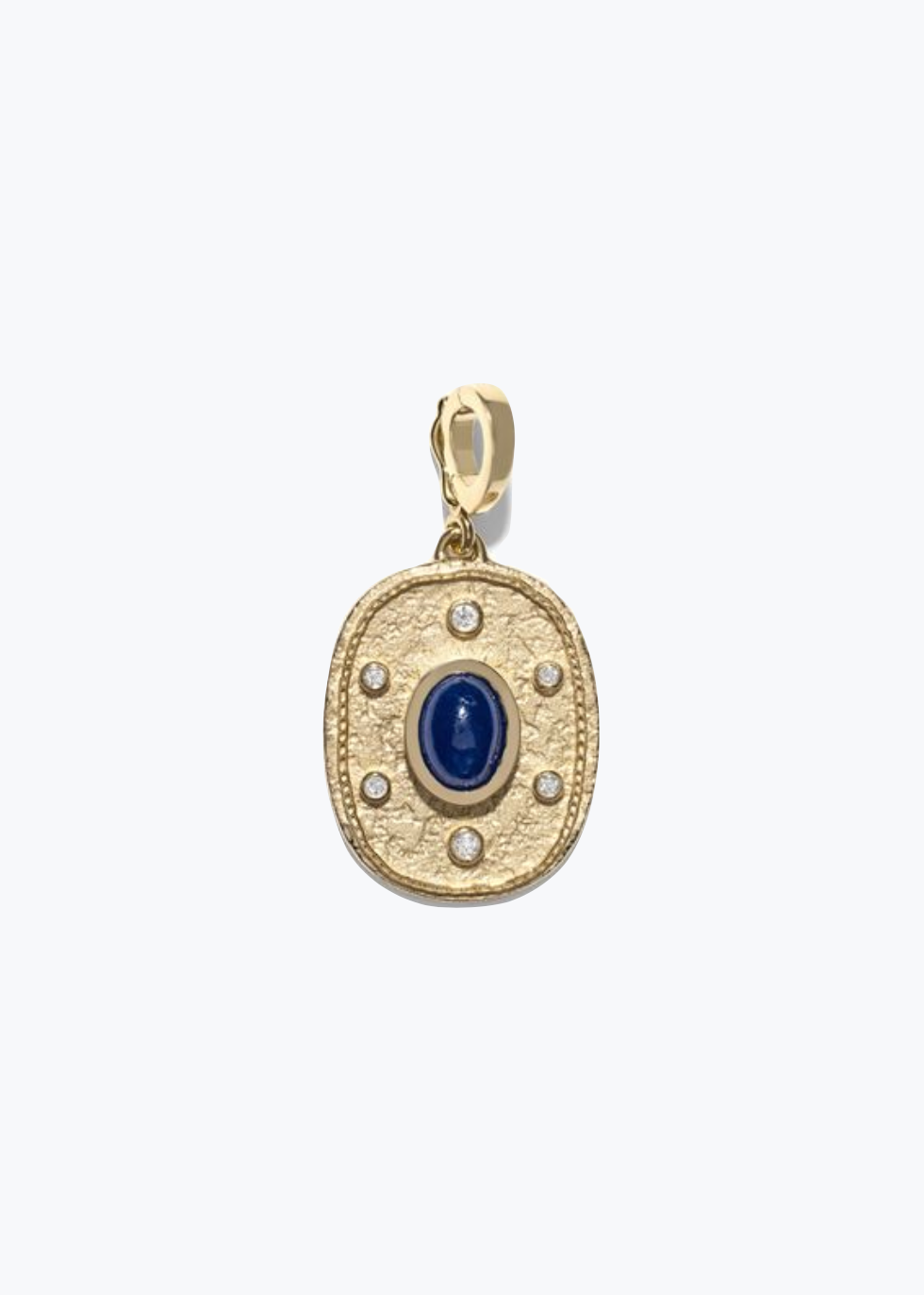 azlee fine jewelry 18k yellow gold diamond Regina Medium Sapphire Cabochon Coin pendant charm