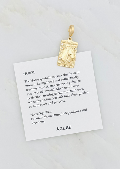 azlee fine jewelry 18k yellow gold diamonds Horse Medium Relic Coin