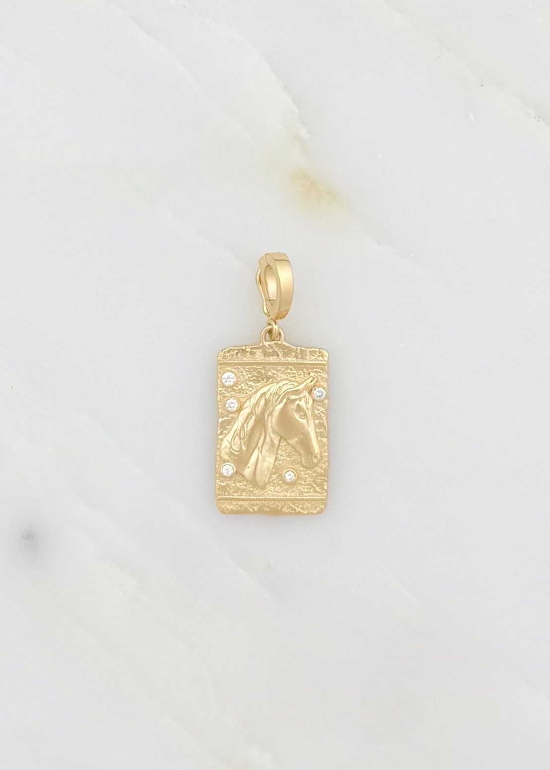 azlee fine jewelry 18k yellow gold diamonds Horse Medium Relic Coin
