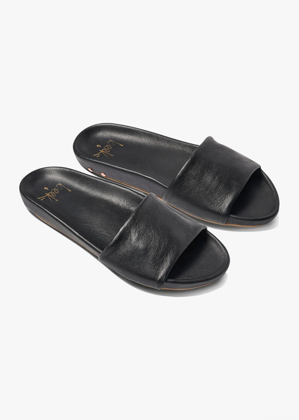 beek womens Gallito Slide in Black leather sandals