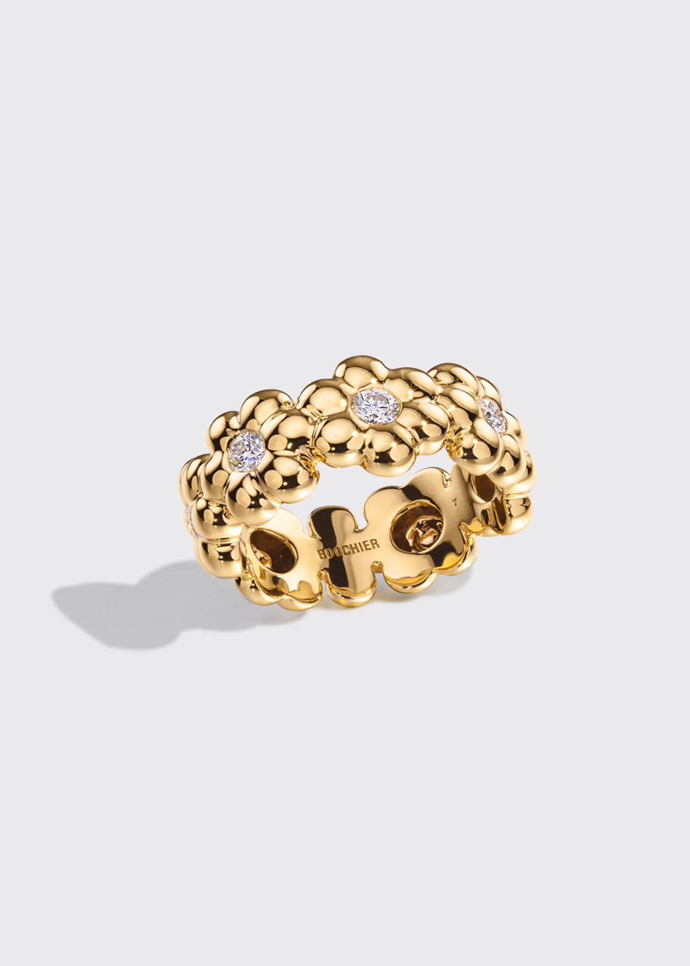 boochier fine jewelry 18k yellow gold Diamond Flower Puff Ring