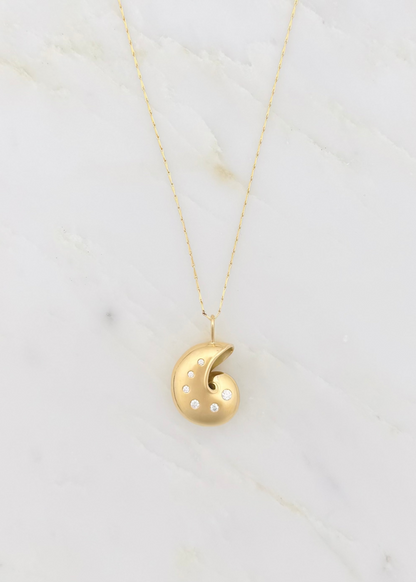 brent neale fine jewelry 18k yellow gold Small Nautilus Pendant Necklace with Diamonds