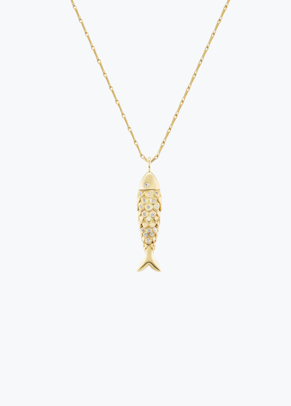 brent neale fine jewelry 18k yellow gold diamonds Small Fish Pendant Necklace
