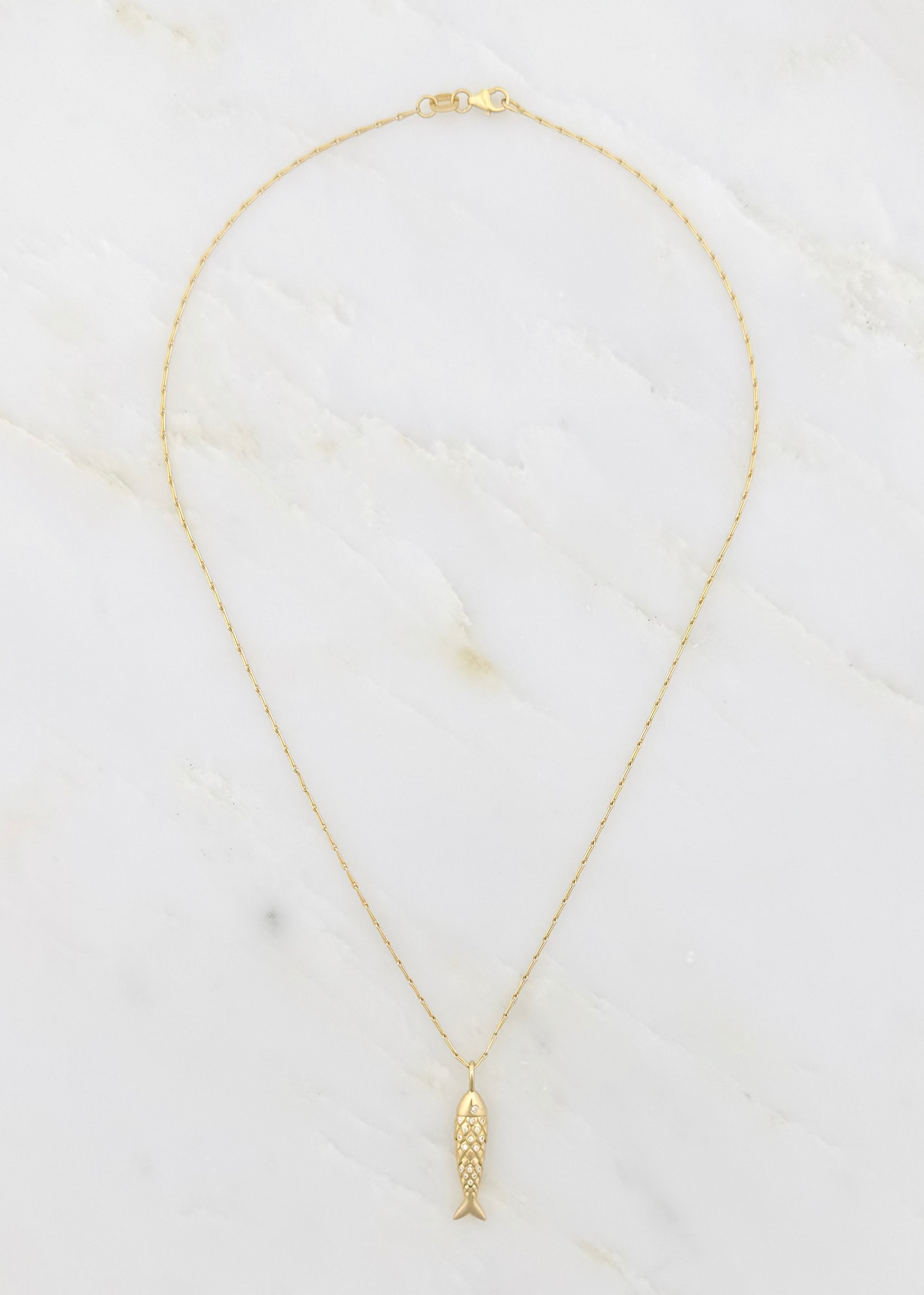 brent neale fine jewelry 18k yellow gold diamonds Small Fish Pendant Necklace