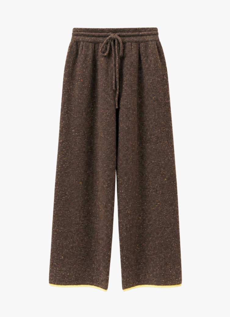 calle del mar Donegal Tipped Cashmere Joggers in Chocolate