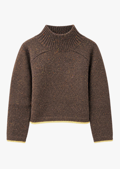 calle del mar Donegal Tipped Cashmere Turtle Neck in Chocolate