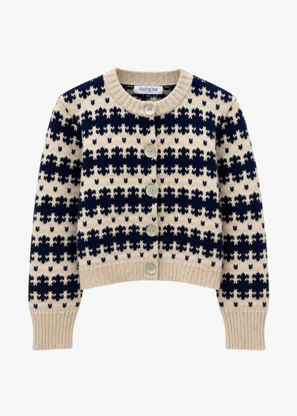 calle del mar Royal Fair Isle Cashmere Cardigan natural midnight navy