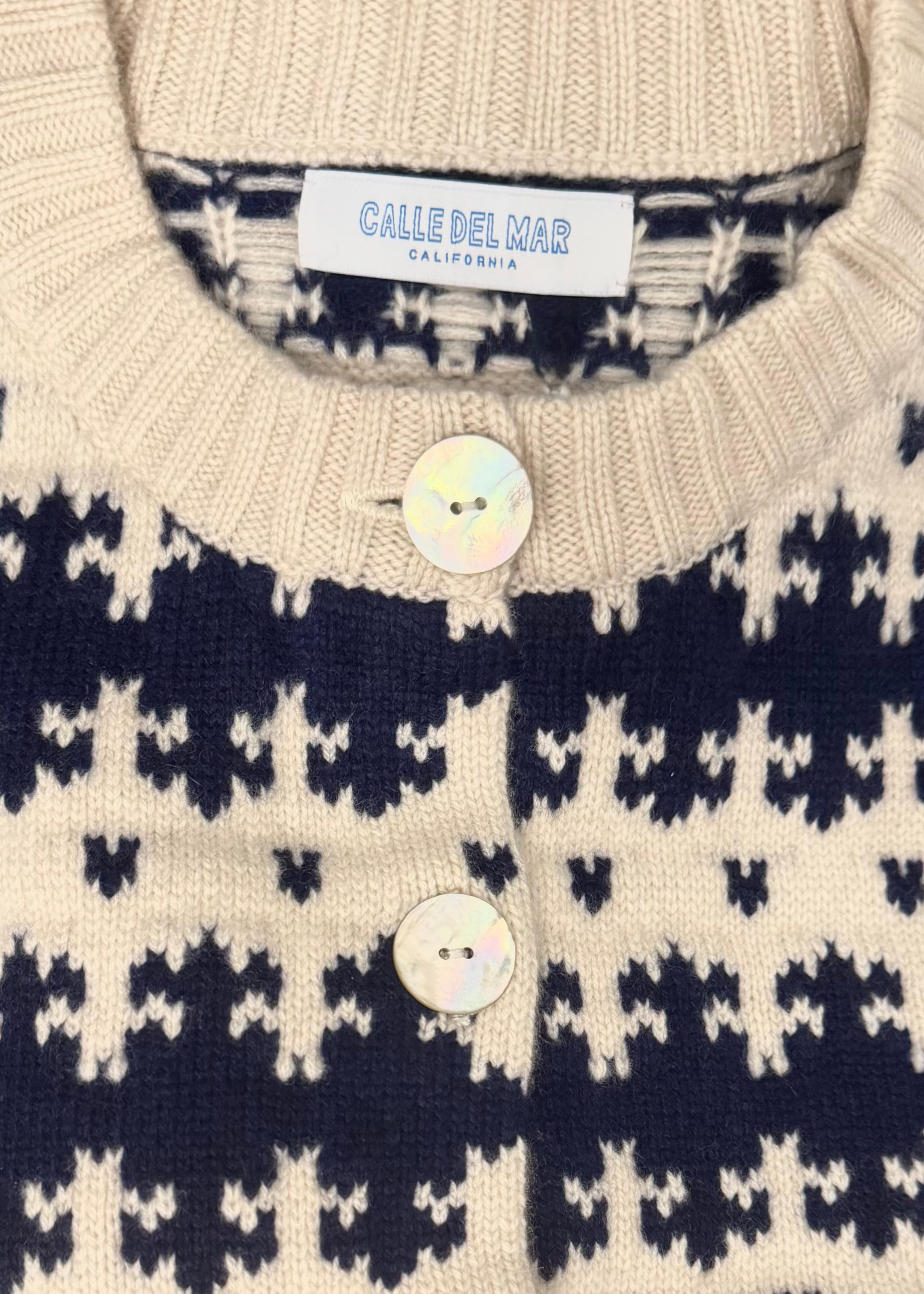 calle del mar Royal Fair Isle Cashmere Cardigan natural midnight navy
