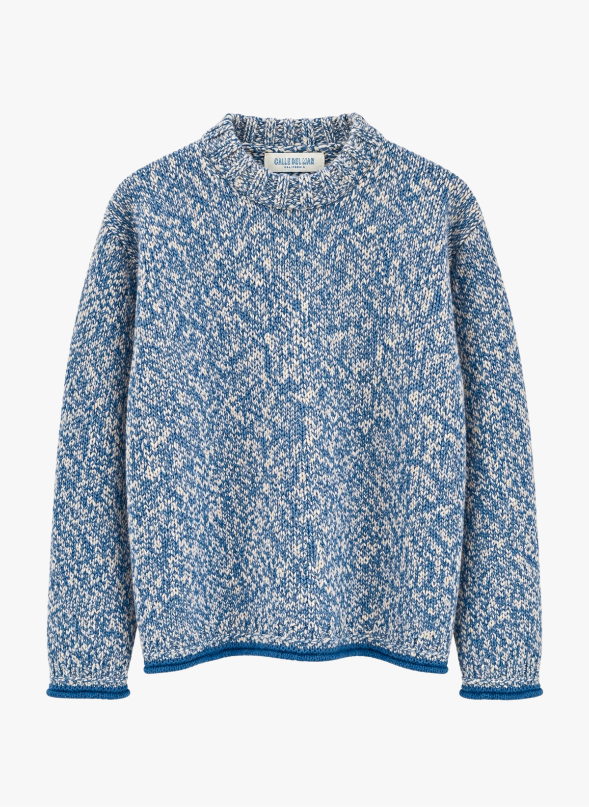 calle del mar Slub Marl Cashmere Crew in Linseed blue