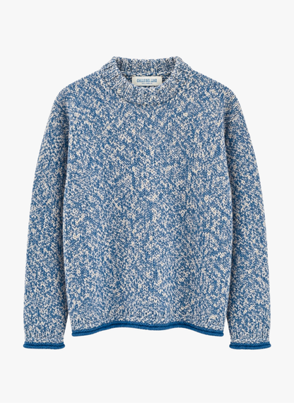 calle del mar Slub Marl Cashmere Crew in Linseed blue