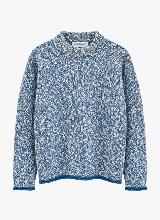 calle del mar Slub Marl Cashmere Crew in Linseed blue