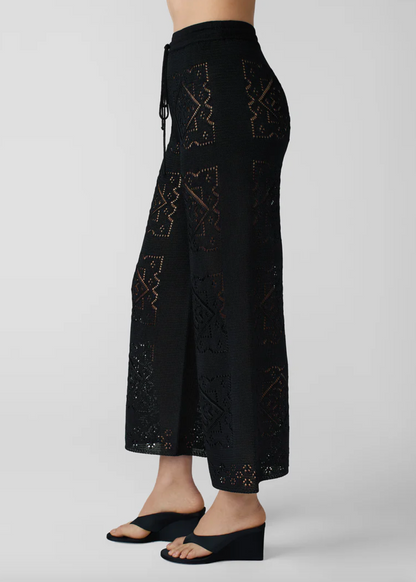 person wearing calle del mar viscose Handkerchief Pants in Black