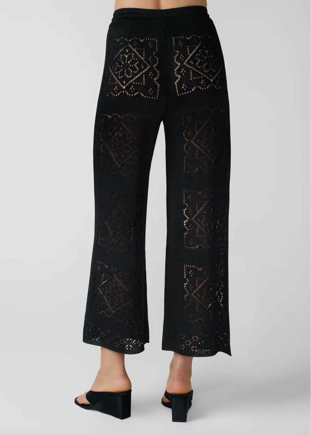 person wearing calle del mar viscose Handkerchief Pants in Black