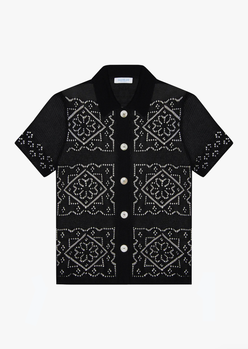 calle del mar viscose Handkerchief Short Sleeve Shirt In Black