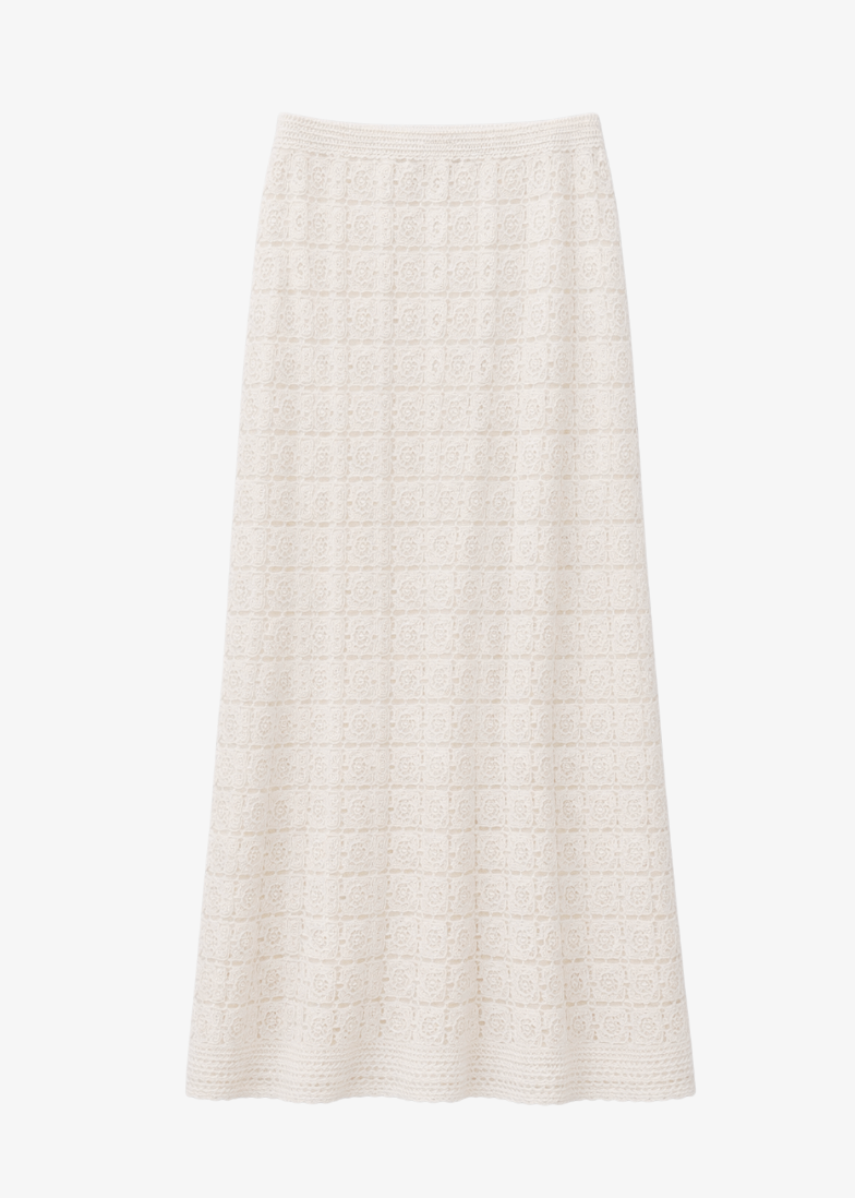 calle del mar womens Tea Party Crochet Skirt In Natural viscose