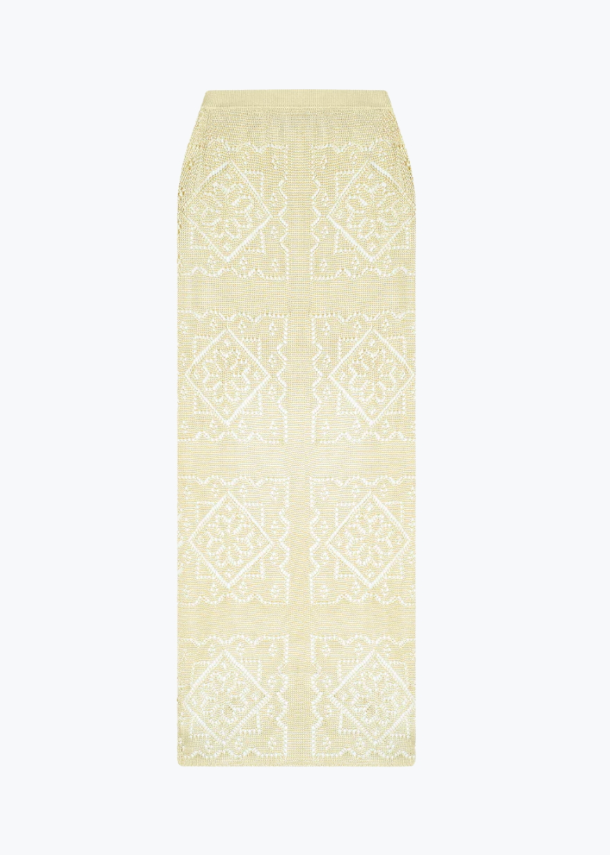 calle del mar womens viscose Handkerchief Skirt in Custard yellow