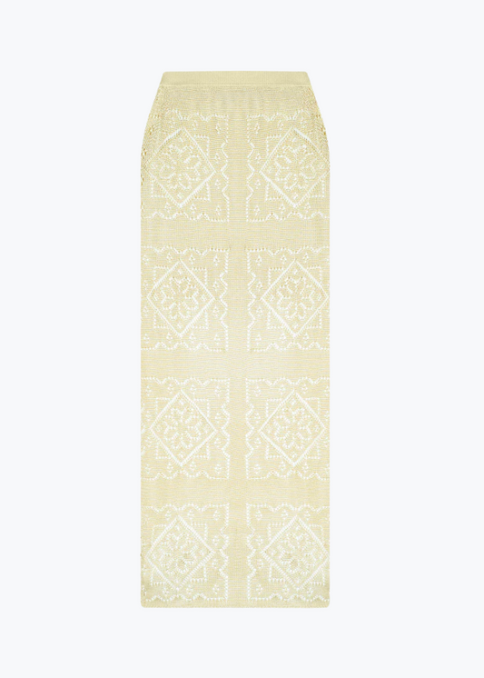 calle del mar womens viscose Handkerchief Skirt in Custard yellow