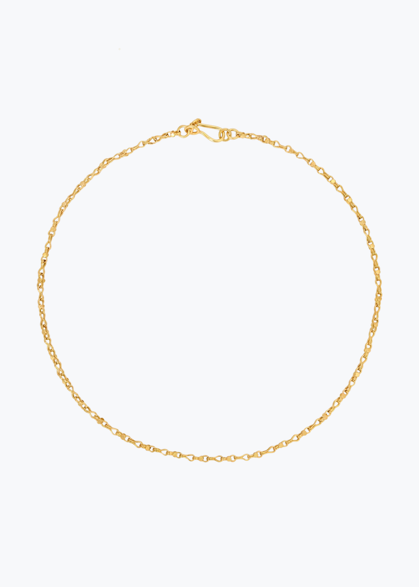 camille beinhorn fine jewelry 22k yellow gold Handwoven Chain Necklace 