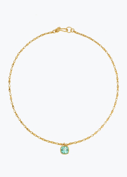 camille beinhorn fine jewelry 22k yellow gold One-of-a-Kind Emerald Bezel Pendant Necklace