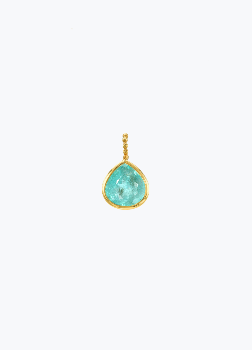 camille beinhorn fine jewelry 22k yellow gold One-of-a-Kind Paraiba Tourmaline Bezel Pendant