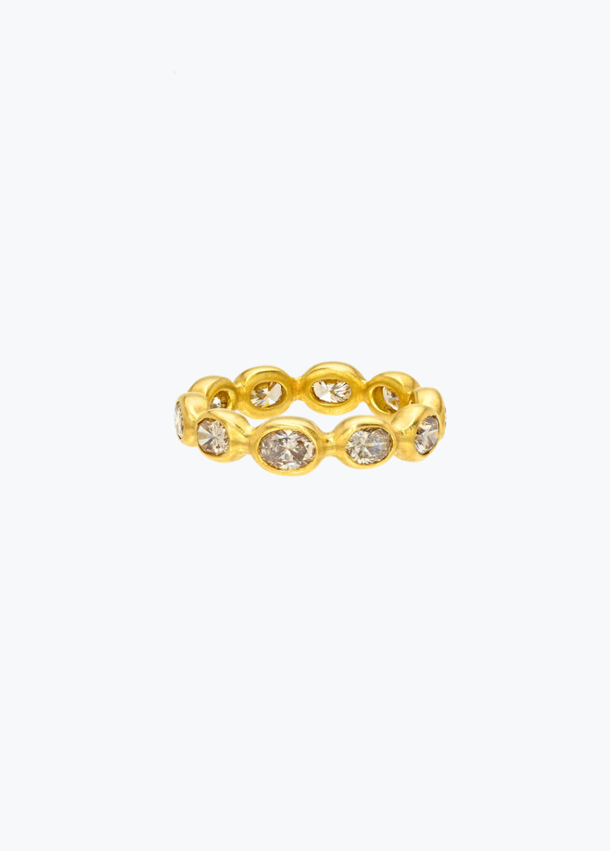 camille beinhorn fine jewelry 22k yellow gold champagne diamond Infiniti eternity Band