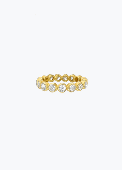 camille beinhorn fine jewelry 22k yellow gold old mine cut diamond Infiniti eternity Band