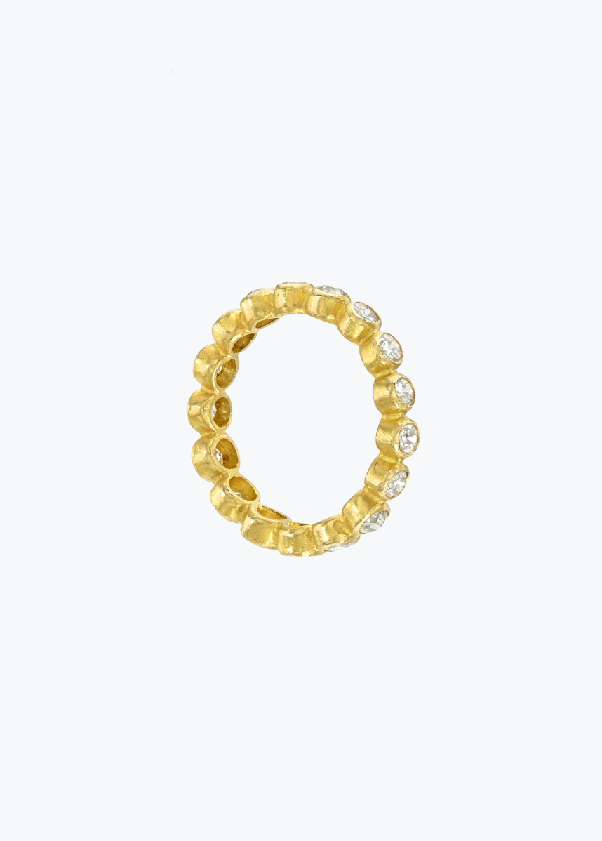 camille beinhorn fine jewelry 22k yellow gold old mine cut diamond Infiniti eternity Band