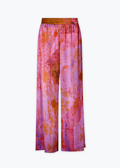 carmen molina womens silk satin printed Wide Leg Pants in Electric Lady