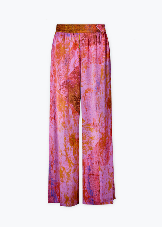 carmen molina womens silk satin printed Wide Leg Pants in Electric Lady